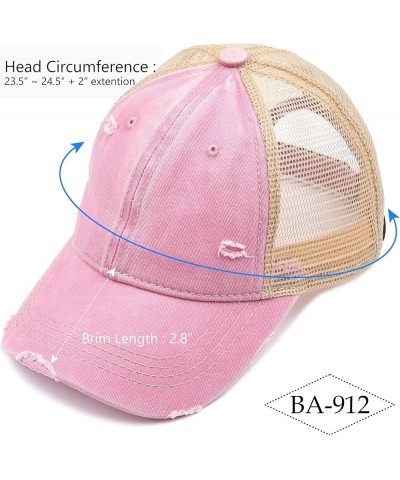 Distressed Washed Denim Fabric America Flag Patch Trucker Baseball Cap (BA-912)(BA-914) Washed-pink $11.95 Baseball Caps