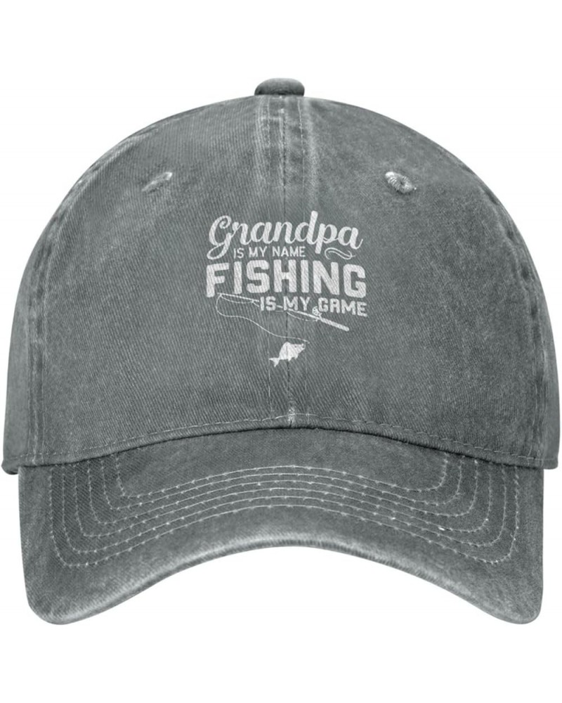 Grandpa is My Name Fishing is My Game Classic Baseball Cap Wash Retro Cotton Cowboy Trucker Hat Gray $11.16 Cowboy Hats