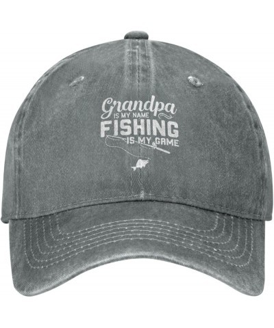 Grandpa is My Name Fishing is My Game Classic Baseball Cap Wash Retro Cotton Cowboy Trucker Hat Gray $11.16 Cowboy Hats