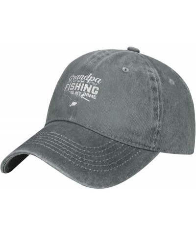 Grandpa is My Name Fishing is My Game Classic Baseball Cap Wash Retro Cotton Cowboy Trucker Hat Gray $11.16 Cowboy Hats