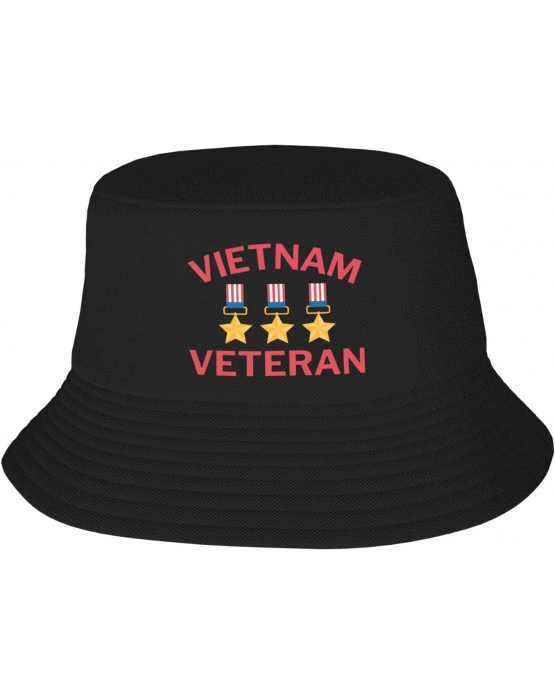 Vietnam Veteran Thank You Veterans Day Bucket Hat Womens Fisherman Hat Sun Cap Unisex Hat Black $10.07 Bucket Hats