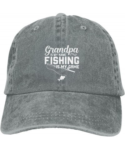 Grandpa is My Name Fishing is My Game Classic Baseball Cap Wash Retro Cotton Cowboy Trucker Hat Gray $11.16 Cowboy Hats