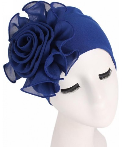 Hat Cap Turban Retro Women Ladies Cap Pile Hat Big Flowers Baseball Caps Bellman Hat Dark Blue $8.60 Skullies & Beanies