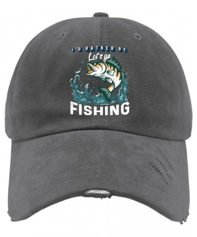 Mens Hat Fishing Fitted Golf Caps for Women's Tennis Caps Trendy I'd Rather be fishings Sun Hats Dark Grey $7.95 Baseball Caps