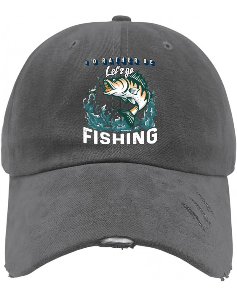 Mens Hat Fishing Fitted Golf Caps for Women's Tennis Caps Trendy I'd Rather be fishings Sun Hats Dark Grey $7.95 Baseball Caps