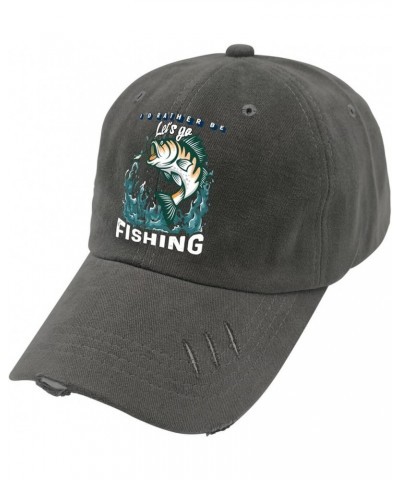 Mens Hat Fishing Fitted Golf Caps for Women's Tennis Caps Trendy I'd Rather be fishings Sun Hats Dark Grey $7.95 Baseball Caps