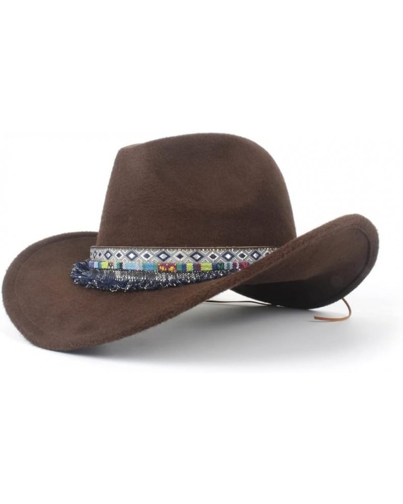 2022 Holiday New Hat Ladies Wool Wool Felt Western Cowboy Hat Jazz Rope Tassel Cowgirl Hat (Color : Gray, Size : 59-61) 59-61...