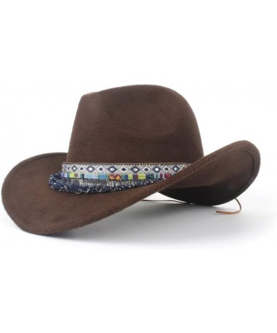 2022 Holiday New Hat Ladies Wool Wool Felt Western Cowboy Hat Jazz Rope Tassel Cowgirl Hat (Color : Gray, Size : 59-61) 59-61...