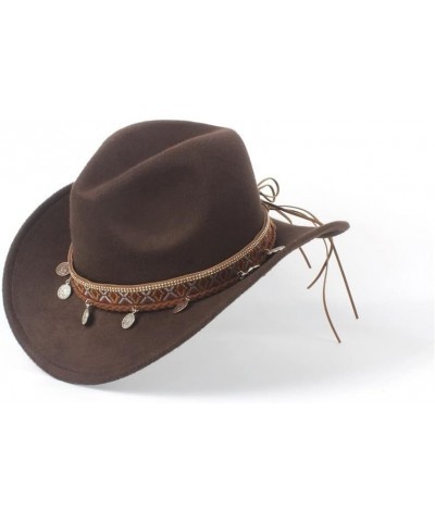 2022 Holiday New Hat Ladies Wool Wool Felt Western Cowboy Hat Jazz Rope Tassel Cowgirl Hat (Color : Gray, Size : 59-61) 59-61...