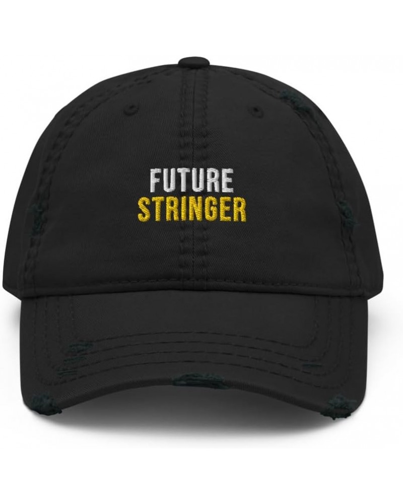 Future Stringer Hat (Embroidered Distressed Dad Cap) Stringer Apparel Black $19.99 Baseball Caps