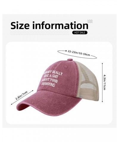 Nobody Really Give A Shit About Your Pronouns Cowboy Trucker Hat Adjustable Vintage Mesh Baseball Cap Dad Hat,Black Red $11.5...