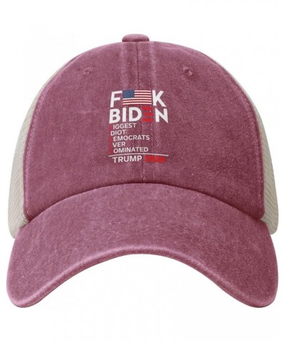 Fuck Biden Biggest Idiot Democrats Ever Nominated Cowboy Hat Vintage Mesh Baseball Cap Women Dad Hat Men Sun Hat Black Red $1...