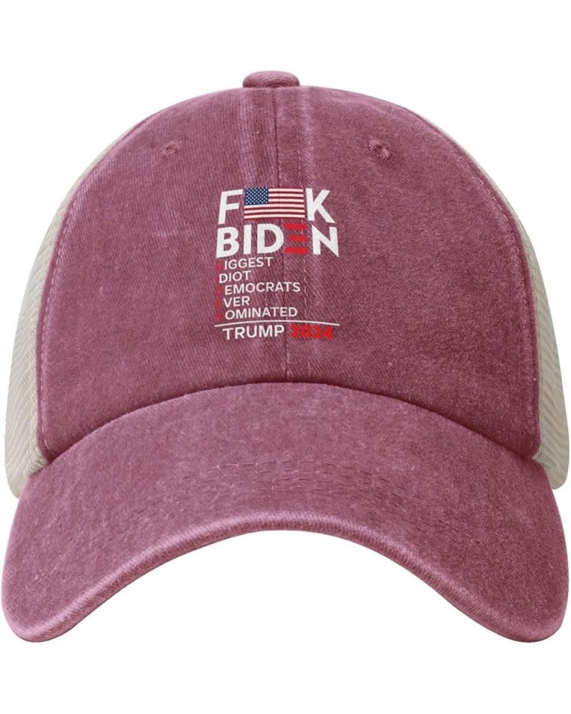 Fuck Biden Biggest Idiot Democrats Ever Nominated Cowboy Hat Vintage Mesh Baseball Cap Women Dad Hat Men Sun Hat Black Red $1...