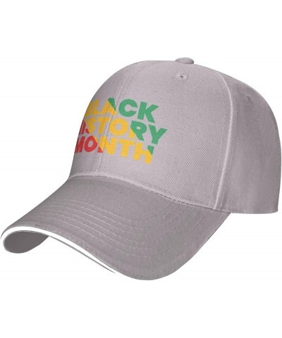 Black History Month African American Baseball Cap Casual Mens Womans Baseball Hat Washable Adjusting Baseball Cap Gray $14.99...