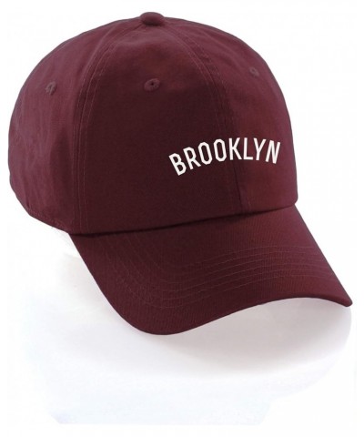 USA Cities Baseball Dad Hat Cap Cotton Unstructure Low Profile Strapback Brooklyn Burgundy White $12.21 Baseball Caps