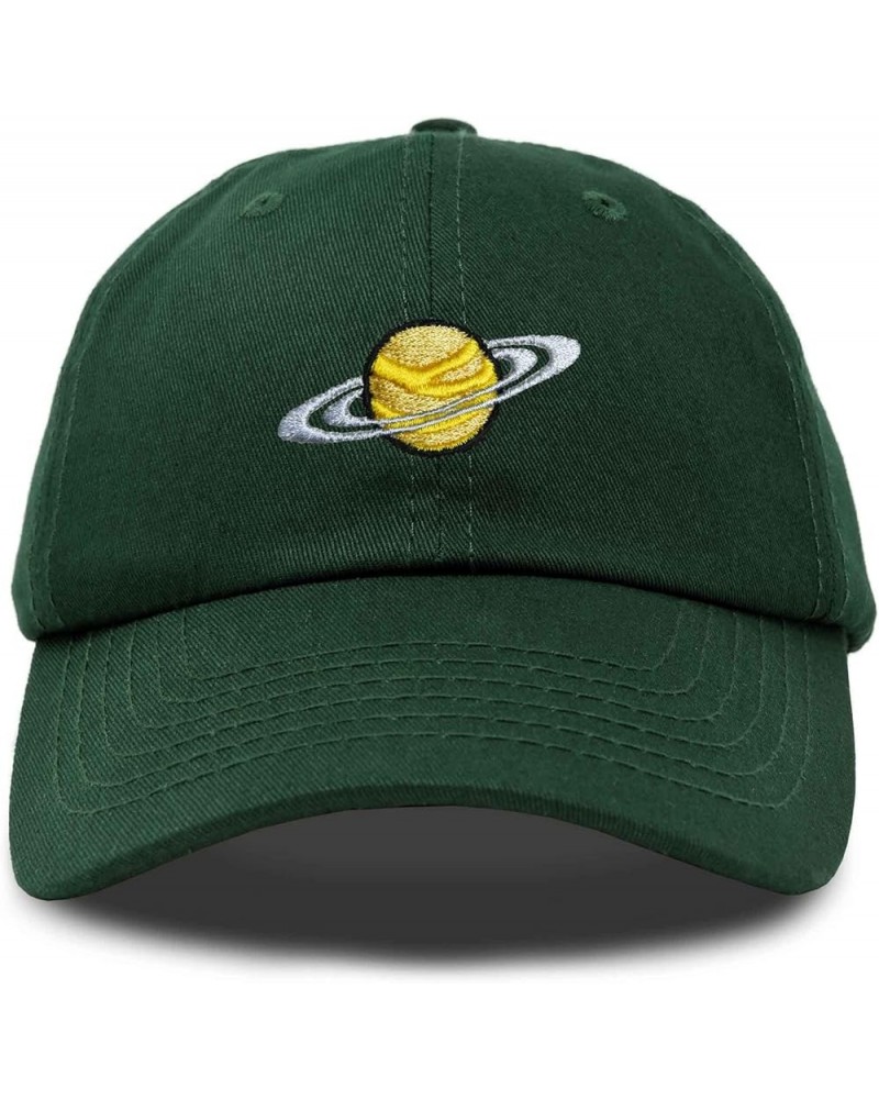 Embroidered Saturn Baseball Cap Cotton Dad Hat Men Dark Green $10.98 Baseball Caps