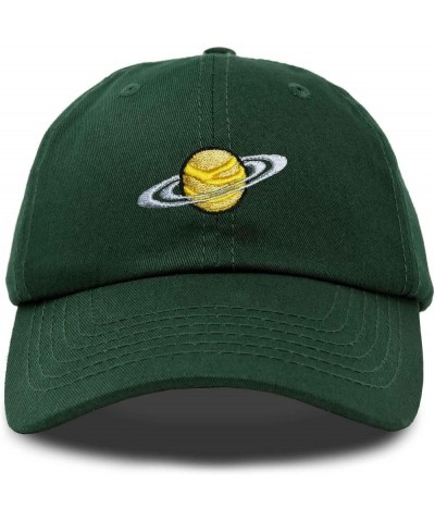 Embroidered Saturn Baseball Cap Cotton Dad Hat Men Dark Green $10.98 Baseball Caps