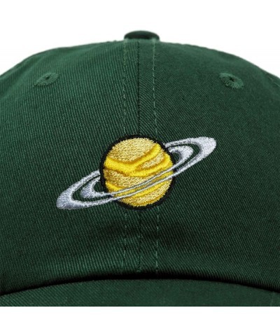 Embroidered Saturn Baseball Cap Cotton Dad Hat Men Dark Green $10.98 Baseball Caps