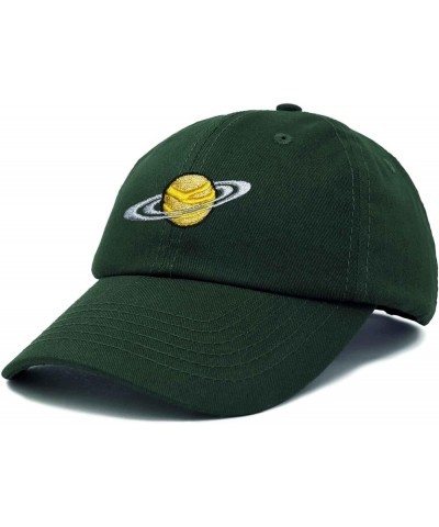 Embroidered Saturn Baseball Cap Cotton Dad Hat Men Dark Green $10.98 Baseball Caps