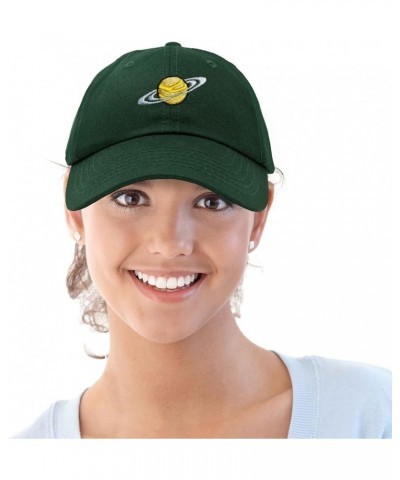 Embroidered Saturn Baseball Cap Cotton Dad Hat Men Dark Green $10.98 Baseball Caps