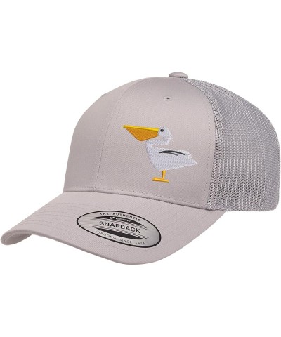 Embroidered Outdoor Pelican Trucker Hat Mesh Back Baseball Hat Silver_pelicanfill $15.09 Baseball Caps