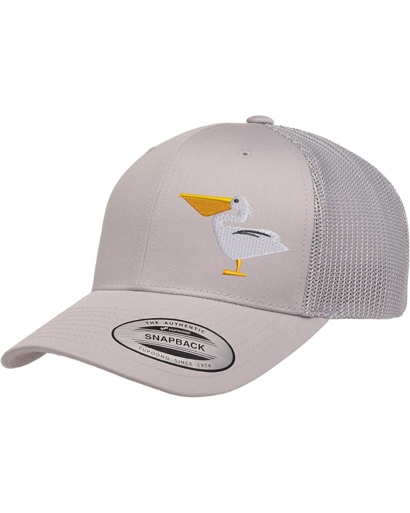 Embroidered Outdoor Pelican Trucker Hat Mesh Back Baseball Hat Silver_pelicanfill $15.09 Baseball Caps