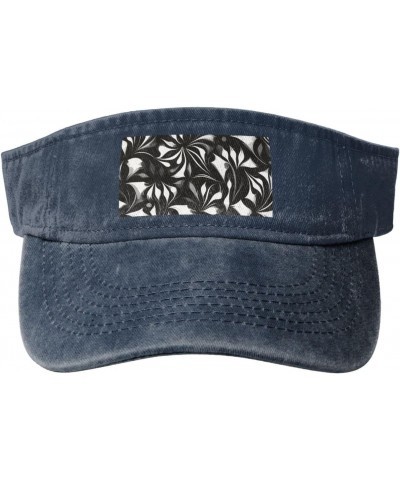 Black and White Patterns Print Denim Sun Visor Cap Versatile Unisex Design,for Outdoor Activities and Daily Wear $14.01 Visors