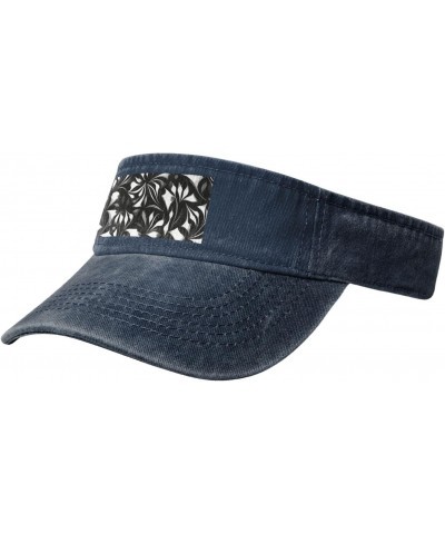 Black and White Patterns Print Denim Sun Visor Cap Versatile Unisex Design,for Outdoor Activities and Daily Wear $14.01 Visors