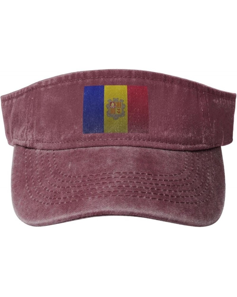 Flag of Andorra Knitting Effect Sun Hat Sun Visor Hats for Women Men Baseball Cap Golf Hats Red $14.20 Visors