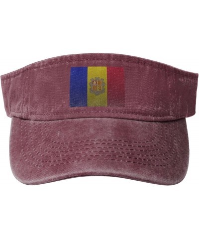 Flag of Andorra Knitting Effect Sun Hat Sun Visor Hats for Women Men Baseball Cap Golf Hats Red $14.20 Visors