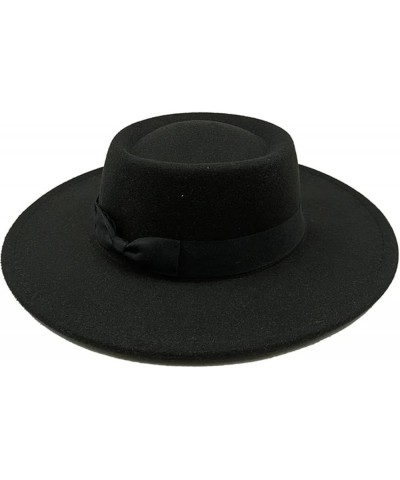 Men's and Women's Winter Fedora Hat Round Bumpy Surface Flat Top Bow Tie Elastic Band Jazz Hat 42 $20.33 Fedoras