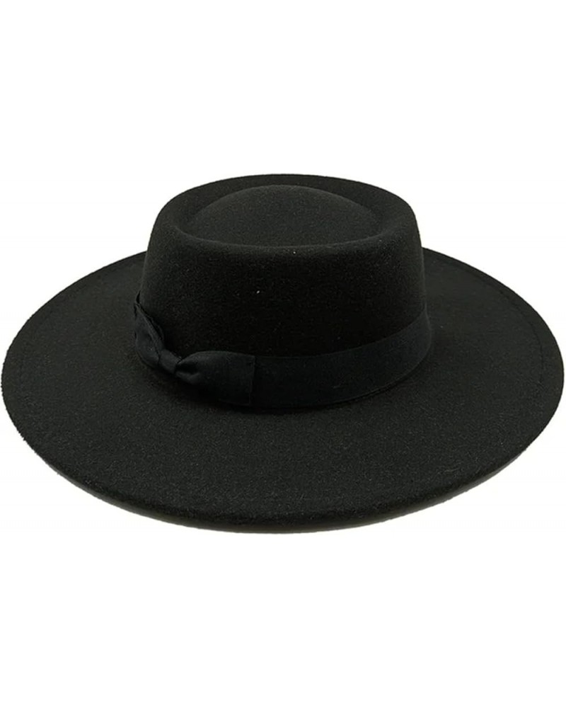 Men's and Women's Winter Fedora Hat Round Bumpy Surface Flat Top Bow Tie Elastic Band Jazz Hat 42 $20.33 Fedoras