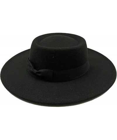 Men's and Women's Winter Fedora Hat Round Bumpy Surface Flat Top Bow Tie Elastic Band Jazz Hat 42 $20.33 Fedoras