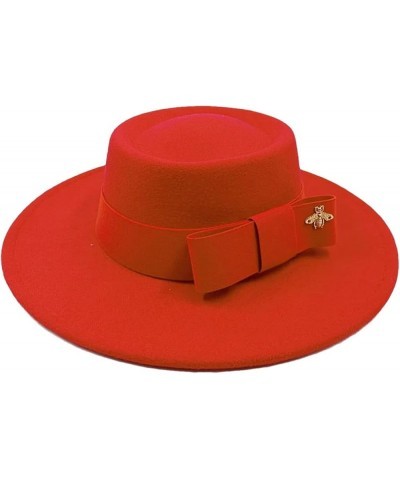 Men's and Women's Winter Fedora Hat Round Bumpy Surface Flat Top Bow Tie Elastic Band Jazz Hat 42 $20.33 Fedoras