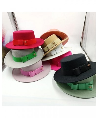 Men's and Women's Winter Fedora Hat Round Bumpy Surface Flat Top Bow Tie Elastic Band Jazz Hat 42 $20.33 Fedoras