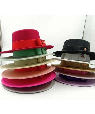 Men's and Women's Winter Fedora Hat Round Bumpy Surface Flat Top Bow Tie Elastic Band Jazz Hat 42 $20.33 Fedoras