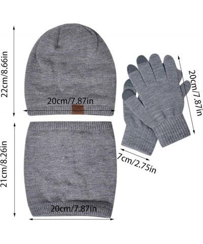 3 Pieces Winter Benie Hat Scarf TouchScreen Warm Gloves Set Warm Knit Skullies Cap for Men and Women D $9.07 Scarves