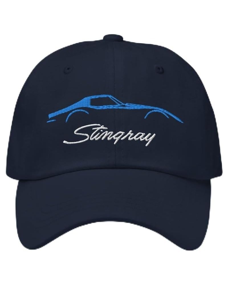 Blue C3 Corvette Sports Car Stingray Silhouette 3rd Gen Vette Driver Custom Embroidered Dad hat Navy $20.25 Baseball Caps