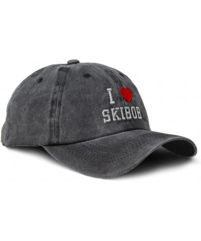 Custom Soft Washed Baseball Cap I (Love) Skibob Red Heart Sports Lovers Cotton Black Design Only $16.23 Baseball Caps