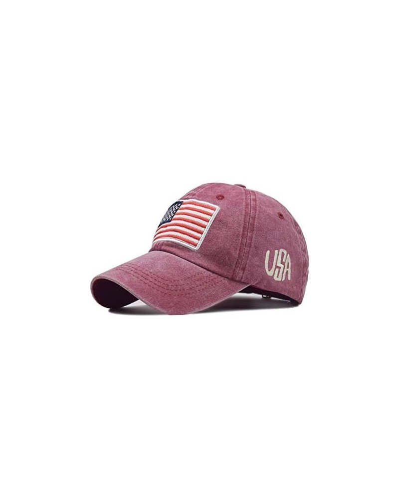 American Flag Baseball Cap for Men Women Embroidery Adjustable Cotton USA Flag Outdoor Activities Hat Yellow $6.21 Bucket Hats