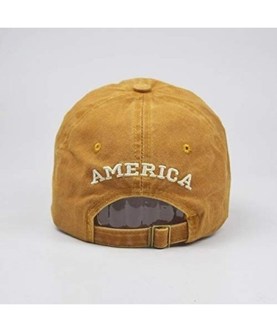 American Flag Baseball Cap for Men Women Embroidery Adjustable Cotton USA Flag Outdoor Activities Hat Yellow $6.21 Bucket Hats