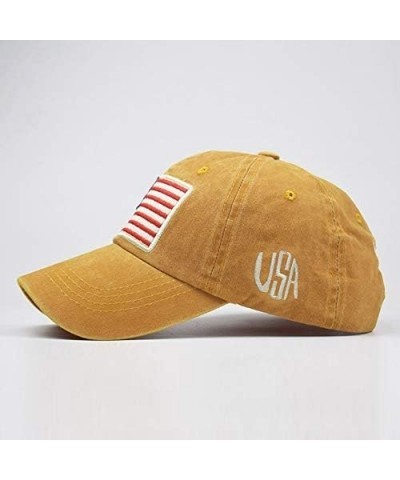 American Flag Baseball Cap for Men Women Embroidery Adjustable Cotton USA Flag Outdoor Activities Hat Yellow $6.21 Bucket Hats