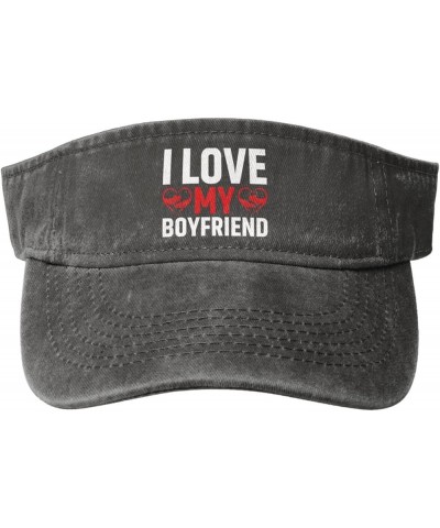 I Love My Boyfriend Sun Visor Hats for Women Men Sun Hat Vintage Golf Hat Adjustable Baseball Cap Deep Heather $10.15 Visors