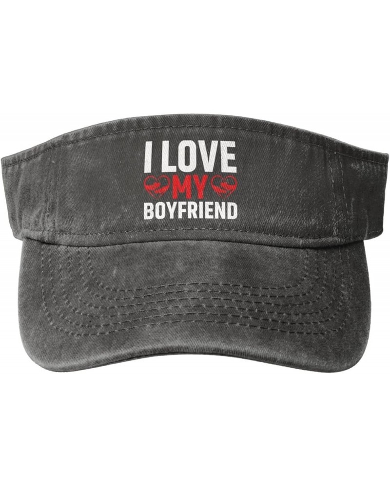 I Love My Boyfriend Sun Visor Hats for Women Men Sun Hat Vintage Golf Hat Adjustable Baseball Cap Deep Heather $10.15 Visors