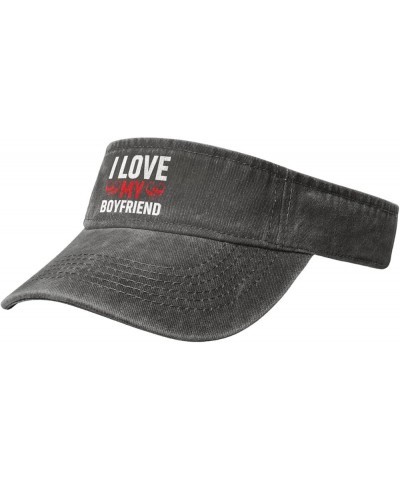 I Love My Boyfriend Sun Visor Hats for Women Men Sun Hat Vintage Golf Hat Adjustable Baseball Cap Deep Heather $10.15 Visors