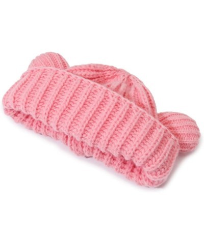 Women Winter Beanie Hat, Bear Ears Hat Warm Knitted Fleece Lined Woollen Ski Pompom Hat Pink $8.72 Skullies & Beanies