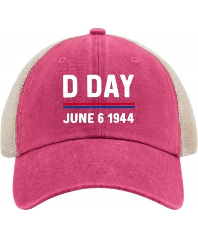 D Day June 6 1944 Mens Trucker Cap Veterans Day Beach Trucker Caps for Womens Caps Light Weight Sun Hat Rose Red02 $10.39 Sun...