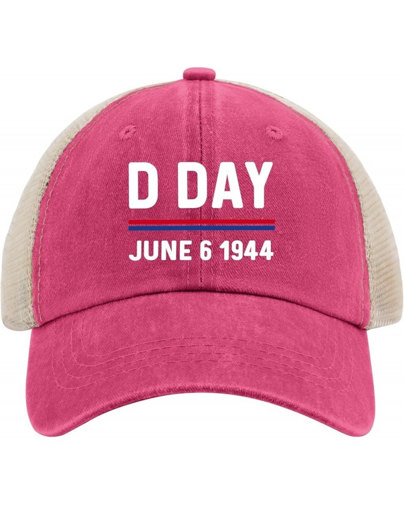 D Day June 6 1944 Mens Trucker Cap Veterans Day Beach Trucker Caps for Womens Caps Light Weight Sun Hat Rose Red02 $10.39 Sun...