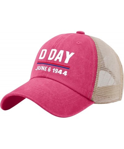 D Day June 6 1944 Mens Trucker Cap Veterans Day Beach Trucker Caps for Womens Caps Light Weight Sun Hat Rose Red02 $10.39 Sun...