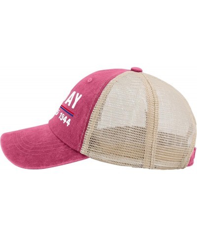 D Day June 6 1944 Mens Trucker Cap Veterans Day Beach Trucker Caps for Womens Caps Light Weight Sun Hat Rose Red02 $10.39 Sun...